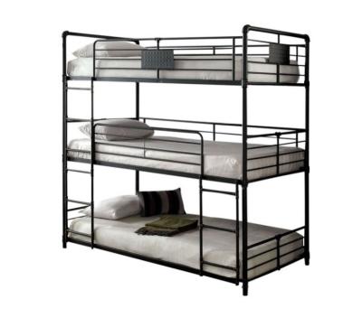 China Modern Black Metal Casual Industrial Triple Twin Bunk Bed for sale