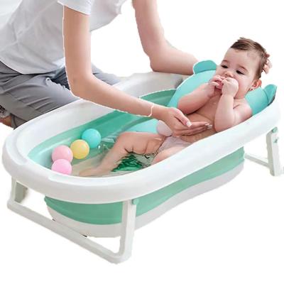 China Premium Large Portable Plastic Mold Child Folding Bathtub Set White Folding Bucket Kids Baby Soaking Tub With Temp B0002 for sale