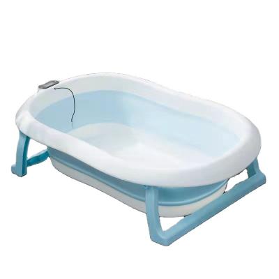 China Blue Soaking Infant Bathtub High Mount Baby Folding Child Bathtub Portable Cheap Protective Plastic Bucket With Temp B0009 for sale