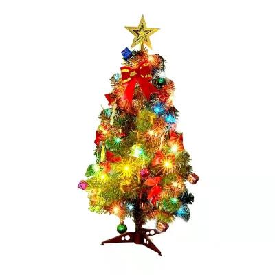 China PVC& Cheap Colorful PE Mini Tabletop Christmas Trees Small 45cm For Home Christmas Holiday Party Decoration Table Braid for sale