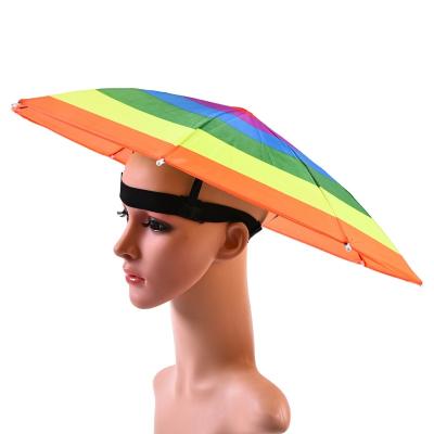 China Vintage Headwear Fishing Umbrella Headband 31cm Hat Camouflage Umbrella For Child Head-mounted Kids Canopy Umbrella for sale