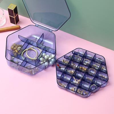 China The other double-layer with lid large-capacity jewelry box earrings jewelry box small plastic transparent storage box ornament for sale