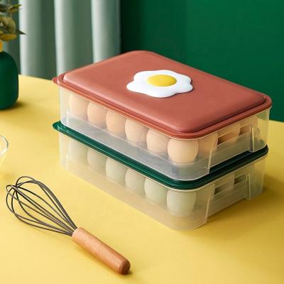 China Plastic Multi-Layer Household Storage Egg Box Tray Kitchen Refrigerator Egg Storage Box Freshness Preservation Egg Box Fresh Rack for sale