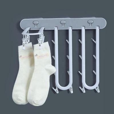 China CLASSIC Self Adhesive Foldable Plastic Balcony Bathroom Hanger Wall-Absorption Underwear Without Staple Punch Drying Rack for sale