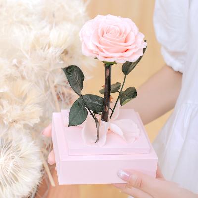 China Wholesale Preserved Roses Box Acrylic Luxury Preserved Rose In Acrylic Gift Box 21*12*12cm for sale