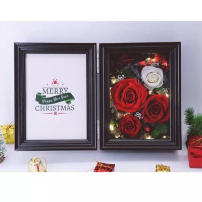 China Wholesale Preserved Luxury Home Wooden Flower Photo Frame For Wedding Decorations Christmas Gift 20*25*2.5CM for sale