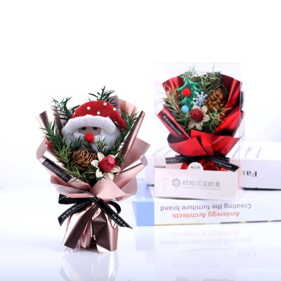 China Real Flower Christmas Gift Creative Flower Bouquet Small Dry Preserved Rose Flower Bouquets For Gift Decoration Layout for sale