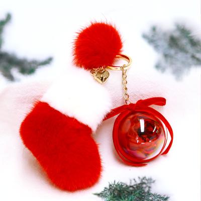 China Preserved Birthday Bift 6CM Wholesale Flower Rose Christmas Stockings Key Chain Christmas Pendants for sale