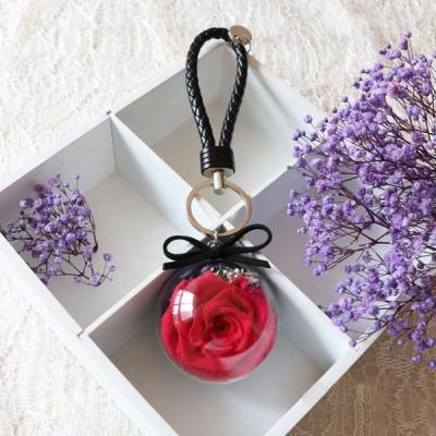 China Ideal pendant accessories for your keys leather tassel forever preserved rose flower key chain for sale