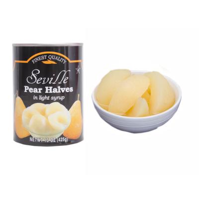 China Canned and canned halves of natural high quality fresh fruit canned pear fruit halves/dies/slice in light syrup for sale