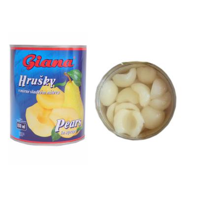 China 820g canned canned pear halves in light/medium syrup for sale