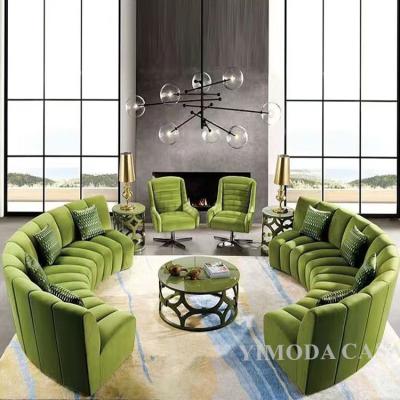 China Modular Nordic style large villa home curved round modern velvet living room combination sofa sectional sofa set for sale