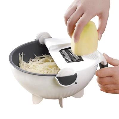 China Amazon Viable Hot-selling Cutter Multifunctional Vegetable Shredders Slicer With Basket Fruit Potato Cleaver Carrot Grater Kitchen Slicer for sale