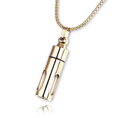 China Other 18K Gold Plated Stainless Steel Glass Perfume Pendent Necklace For Men for sale