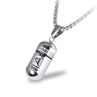 China Other Fashion Stainless Steel Pill Case Capsule Necklace Buddhist Pendant for sale