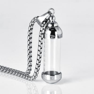 China Other Stainless Steel Glass Diffuser Oil Pendant Perfume Bottle Pendant Necklace for sale