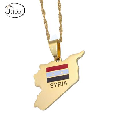 China Other Wholesale Stainless Steel Middle East Syria Flag Map Necklace Pendant for sale