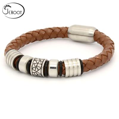 China The other stainless steel clasp factory simple design genuine leather bracelet for sale