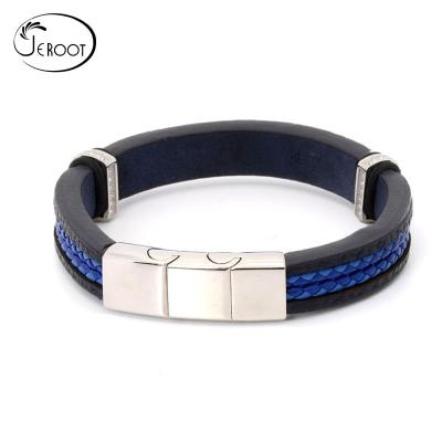 China 2022 FASHIONABLE wholesale custom weave leather bracelet for man factory direct sale pu leather bracelet for sale