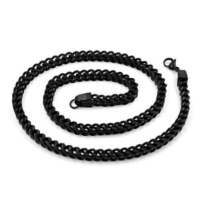 China Other Wholesale Stainless Steel Mens Black Plated Cuban Chain Necklace for sale