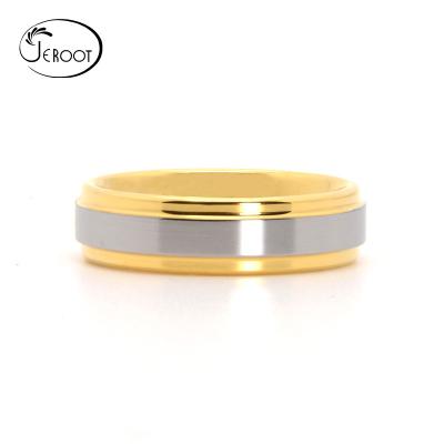 China FASHIONABLE Factory Hot Sale Two Tone Stainless Steel Original Anti Tarnish Ring Gold And Sliver Ring for sale