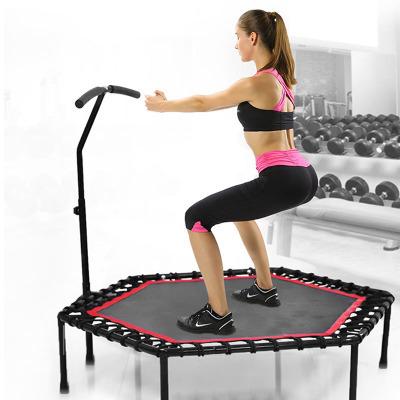 China Free Net Home Equipment Trampoline Indoor Foldable Gym Fitness Protector Mini For Exercise Jumping for sale