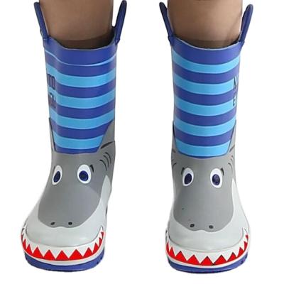 China Fashion Lightweight Children's Rain Boots Shark Pattern 3D Rain Tubes Animal Shape Waterproof Shoes For Boys Girls for sale