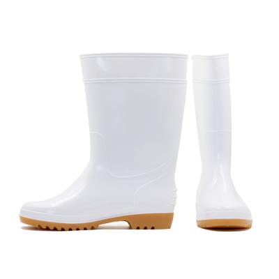 China Lightweight Unisex Anti-Skid PVC Custom Rain Boots Waterproof White For Food Factory for sale