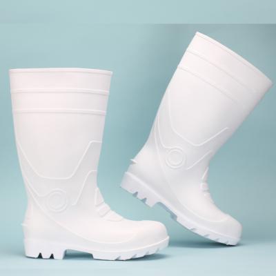 China STEEL TOE Anti-acid, alkali, white slip safety rain boots with steel toe for sale