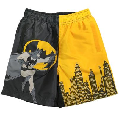 China Customized Breathable Kids Fishing Boardshorts Bat-man Printed OEM Anime Shorts Kids Fashion Shorts Boys Surfing Quick Dry Shorts for sale