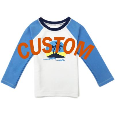 China Custom Boys Swimsuits Kids Long Rash Guard Breathable Sleeve Sunsuit Swimwear OEM Quick Dry Boys Surfing Top for sale