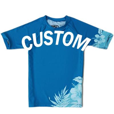 China Breathable Custom Boys Short Sleeve Rash Guard Shirt Quick Dry Swimwear UPF 50+ Beach Wear OEM Boys Surfing Top for sale