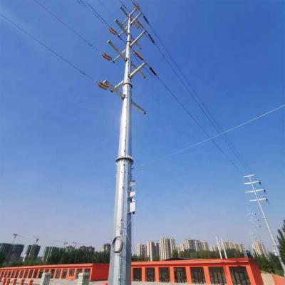 China Galvanized steel power transmission line steel tubular electric power tower transmission tower electric power line for sale