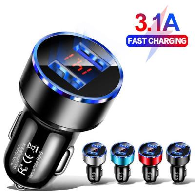 China DC12-24V Car 2IN1 LED Car Charger Dual USB QC3.0 12v 24v Adapter for SAMSUNG IPHONE chargering for sale