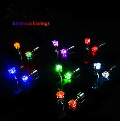 China Fashion Lasting Trend Glowing Charm Led Crystal Jewelry Zircon Stud Earrings For Girls Women for sale