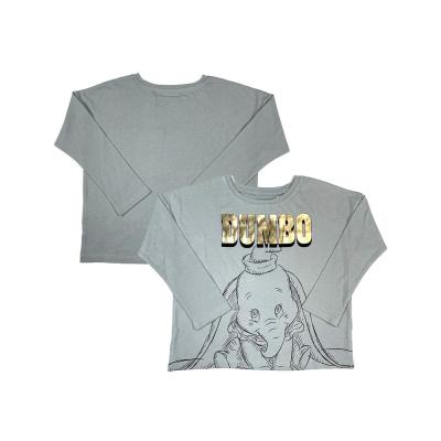 China T-shirt infantil de manga cheia de algodão sustentável Pullover infantil para meninas de 3 a 10 anos à venda