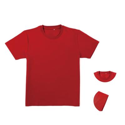 China Stylish Knitting Children Boys Crewneck Red Casual Sports Plain T-shirt Short Sleeve for sale