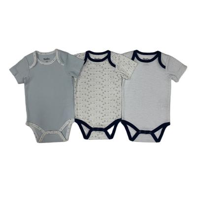 China Button Closure Summer Baby Short Sleeve Cotton Kids Suit 3 Pcs Newborn Cloths With OEM for sale