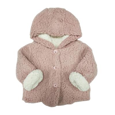 China Winter Long Sleeved Baby Girl Hoodies Warm Pink 100% Polyester Outerwear Type Wool Blends for sale