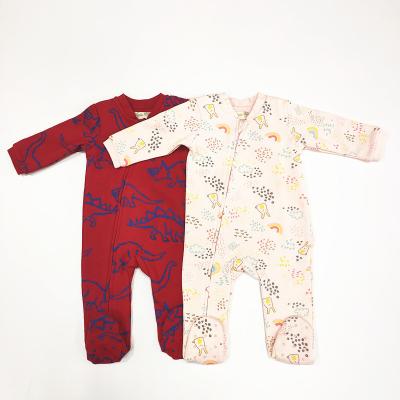 China Newborn Bodysuit Baby Clothing Rompers with Zipper and Printing Pattern Knitted Fabric for sale