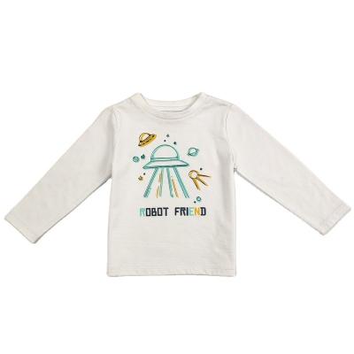 China O-Neck Jungen und Mädchen Langärme Weiß Baby T-Shirt Cartoon Baumwolle Babykleidung zu verkaufen