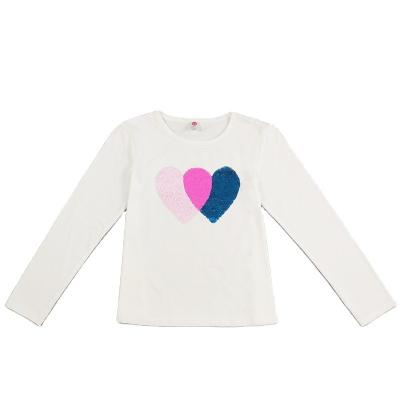 China Geborduurde technieken schattig jong meisje T-shirt met sequins applicatie Te koop