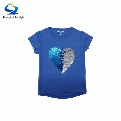 Cina T-shirt da ragazza in tessuto traspirante con modello di cuore in cotone per il comfort e la moda delle ragazze in vendita