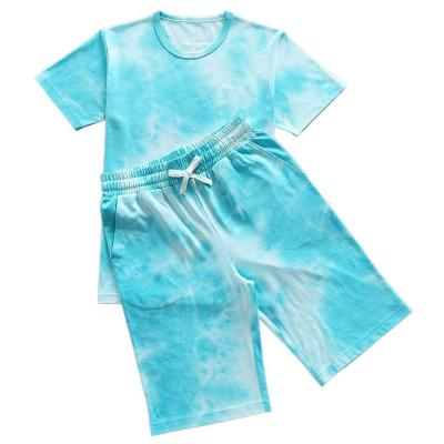 Chine Ensembles de vêtements d'été pour petits garçons en coton à 100% avec logo personnalisé et tissu de teinture de cravate à vendre