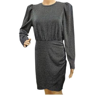 China Descripción Puff Sleeve Vestido de cóctel femenino en colorido llano metálico brillante en venta