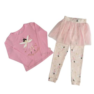 China Full Print Pants Girls Princess Print Cotton Pajamas Sets for Beautiful Kids Clothing for sale