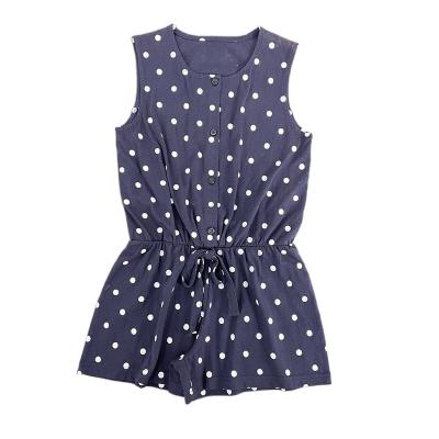 China Customize Printed 100% Combed Cotton Sleeveless Jumpsuits for Kids Girls Customization for sale