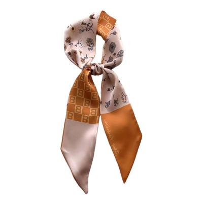 China 2022 New Design Luxury Style European and American Letter B Medium 7cm*120cm Women Ladies Ribbon Scarf Bag Strap Silk Hair Band Headband Small for sale