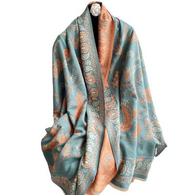 China European and American fashion best new winter selling European American cashmere warm double-sided warm padded casual shawl ladies scarf for sale