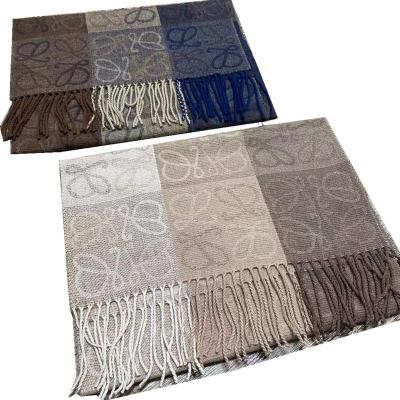 China Cashmere Europe and the United States autumn and winter new cashmere plaid color matching ladies with tassel shawl fashion scarf for sale